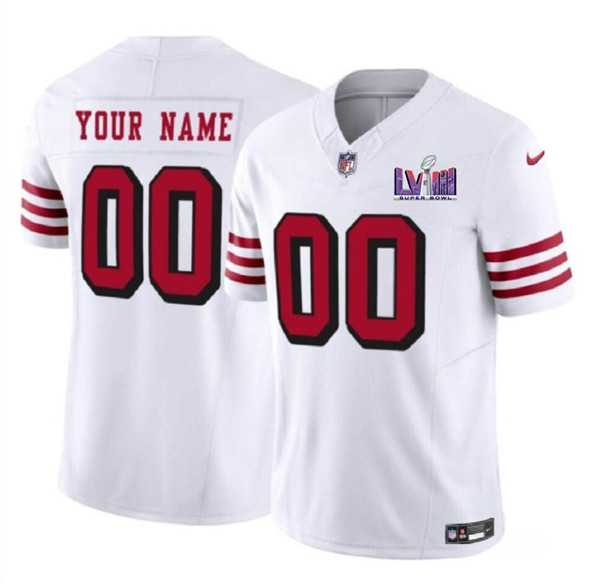 Men & Women & Youth San Francisco 49ers Active Player Custom New White 2024 F.U.S.E. Super Bowl LVIII Patch Vapor Untouchable Limited Jersey->customized nfl jersey->Custom Jersey